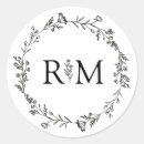 Search for floral wreath monogram wedding stickers Minimalist