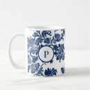 Search for vintage initial mugs Damask