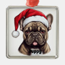 Search for french bulldog christmas tree decorations Santa