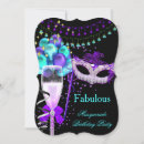 Search for black purple masquerade party invitations Mardi gras