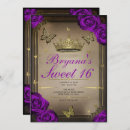 Search for purple butterfly sweet 16 invitations Gold