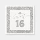 Search for silver glitter napkins Sweet 16