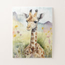 Search for giraffe puzzles Watercolor