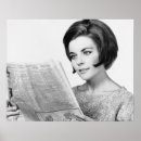 Search for vintage woman reading posters Newspaper