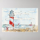 Search for red and white lighthouse posters Watercolor