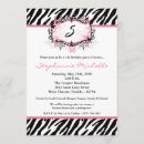 Search for zebra print birthday invitations Girly