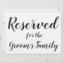 Search for reserved for the grooms family wedding signs Bride