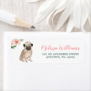 Search for pug dog return address labels Watercolor