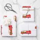 Search for fire trucks wrapping paper Red