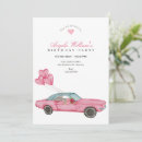 Search for pink car birthday invitations Watercolor