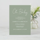 Search for script baby shower invitations Sage green