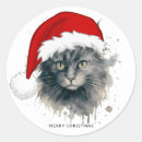 Search for merry christmas cat stickers Watercolor