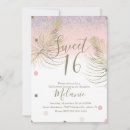 Search for pink feathers sweet 16 invitations Trendy