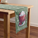 Search for christmas green table runners White snowflakes