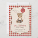 Search for gingham birthday invitations Teddy bear
