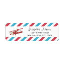 Search for airplane birthday return address labels Red