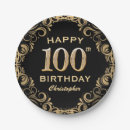 Search for 100th birthday plates Black and gold
