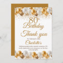 Search for 80th birthday thank you cards Gold