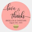 Search for coral and gold wedding stickers Thank you