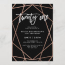 Search for black rose gold 21st birthday invitations Typography