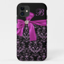 Search for purple damask monogram iphone cases Black