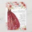 Search for burgundy and gold sweet 16 invitations Red