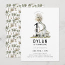 Search for dinosaur 1st birthday invitations Watercolor