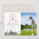 Search for hole in one 1st birthday invitations Pink