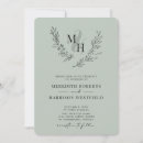 Search for monogram wreath wedding invitations Sage green