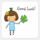 Search for luck square stickers Four leaf clover