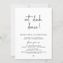Search for drinks and dancing wedding invitations Black and white