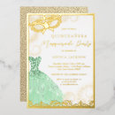Search for green masquerade mask invitations Gold
