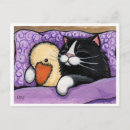 Search for cat on a bed postcards Black