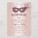 Search for pink gold masquerade party invitations For her