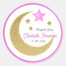 Search for pink gold glitter baby shower stickers Moon and stars