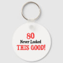 Search for 80th birthday round key rings Years