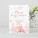 Search for happy camper 1st birthday invitations Pink