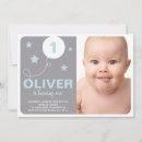 Search for simple blue 1st birthday invitations Whimsical