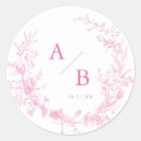 Search for pink monogram wedding stickers Chinoiserie