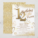 Search for girls 12th birthday invitations Gold