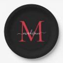 Search for black and red paper plates Monogrammed