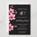 Search for pink cherry blossom birthday invitations Black