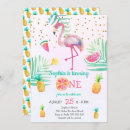 Search for flamingo 1st birthday invitations Watercolor