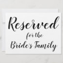 Search for reserved for family signs Bride