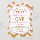 Search for chevron 1st birthday invitations Gold