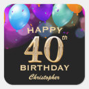 Search for 40th square stickers Birthday party