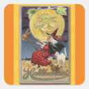 Search for witch on broom stickers Vintage