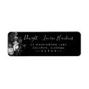 Search for black and white flowers return address labels Elegant