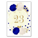 Search for royal blue and gold wedding table cards White