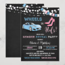 Search for wheels or heels gender reveal invitations Car